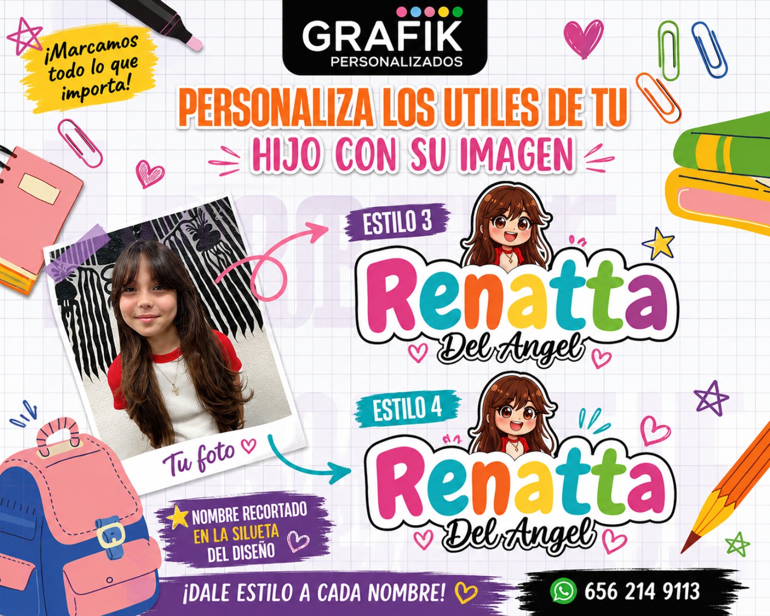 Ejemplos de nombres personalizados para útiles