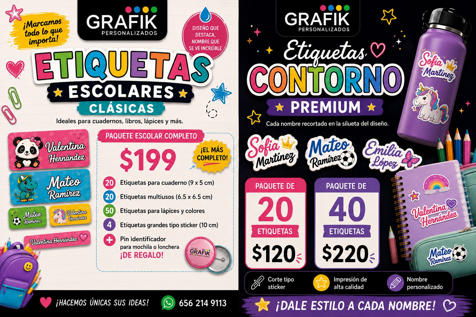 Paquetes de etiquetas escolares y etiquetas premium