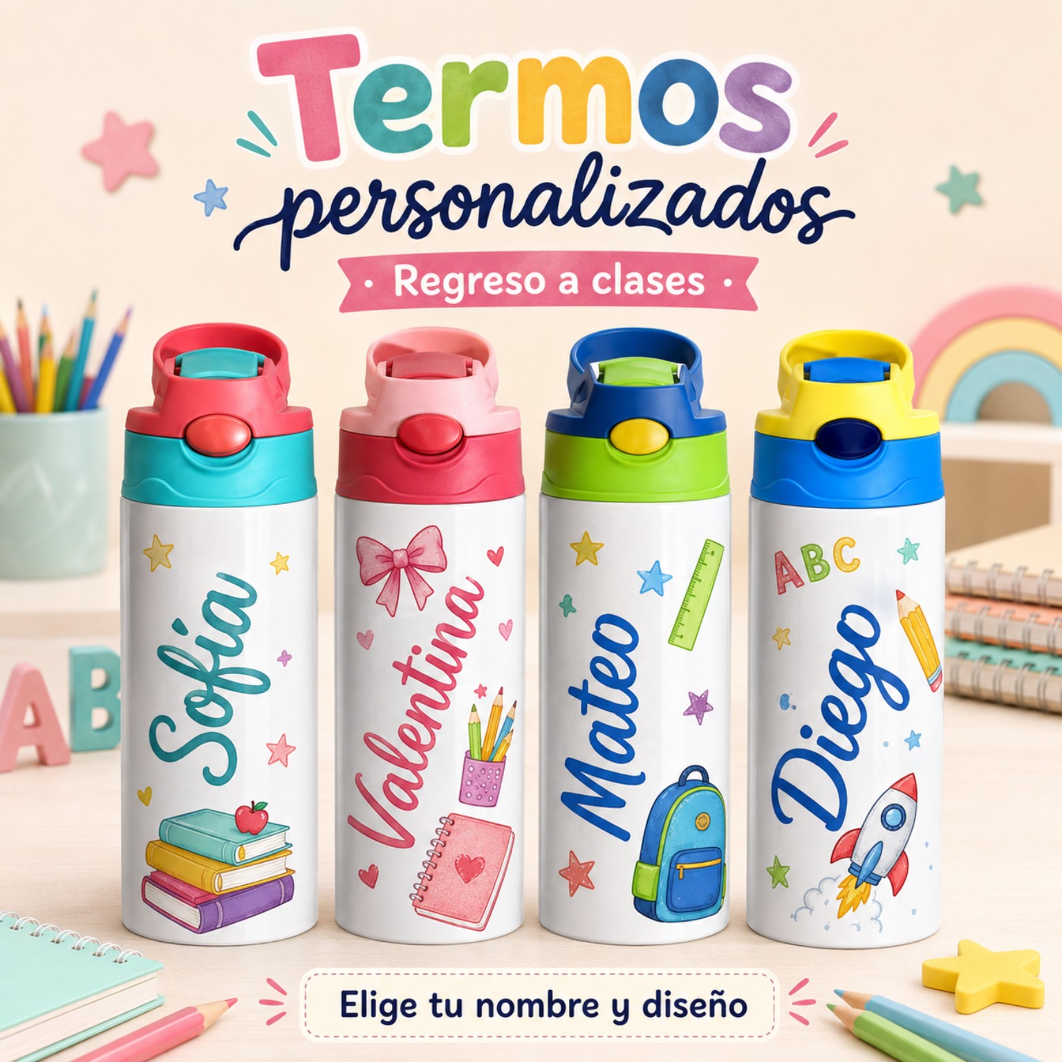 Termos personalizados para regreso a clases